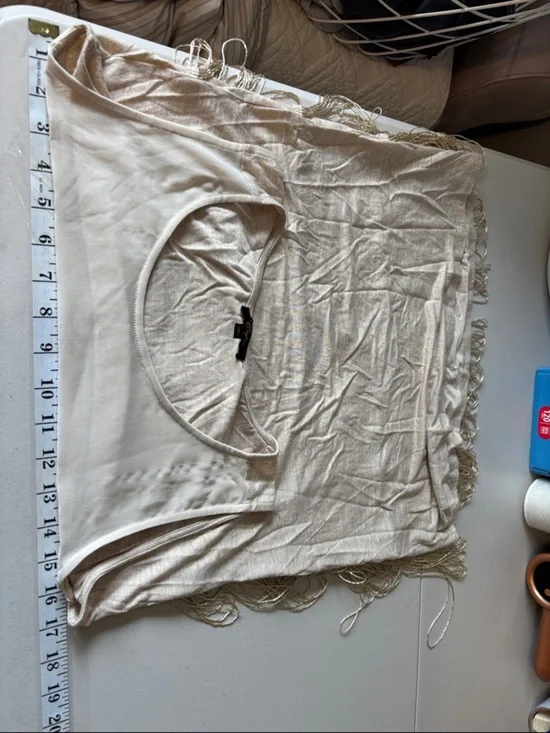 Cupio Fringe Long Tank Top Size Medium Southwestern Sheer Festival Rodeo Cowgirl - Picture 7 of 10